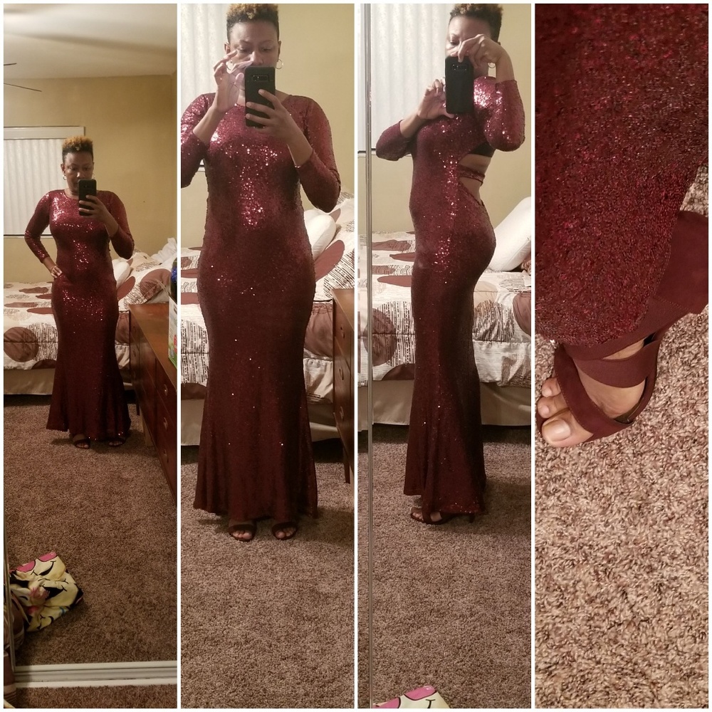 Burgundy sequined dress